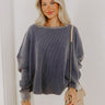 Cozy Couture Waffle Knit Top in Autumn Sky Image - 1