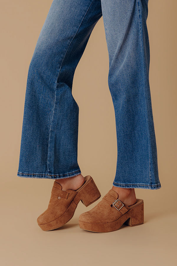 Tell Me More Faux Suede Clog Heels Image - 1
