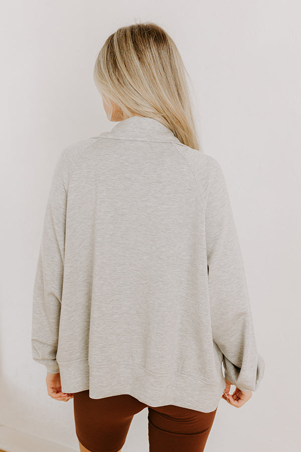 Morning Dew Scuba Zip-Up Sweater in Grey Image 5