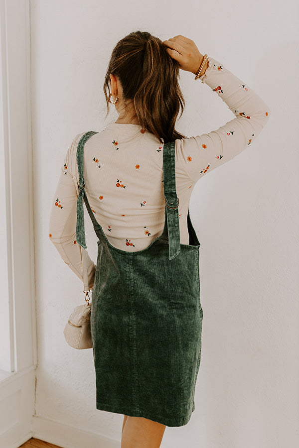 Uptown Manhattan Corduroy Mini Dress in Hunter Green Image 5