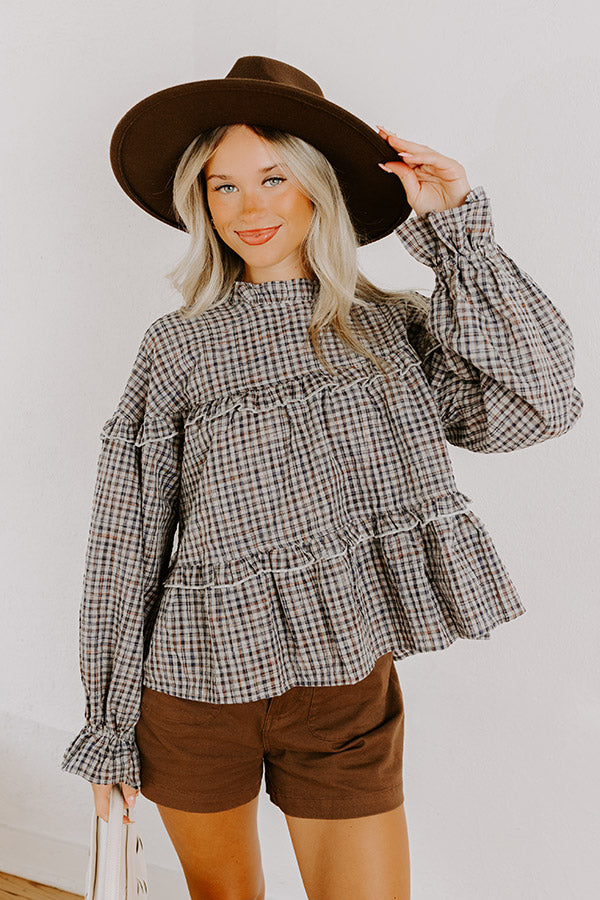 Checkered Charm Ruffle Top  Image 2