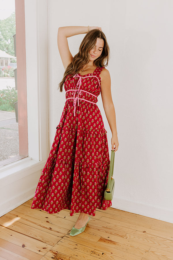 Apple Orchard Stroll Floral Midi Dress in Wine Image 5