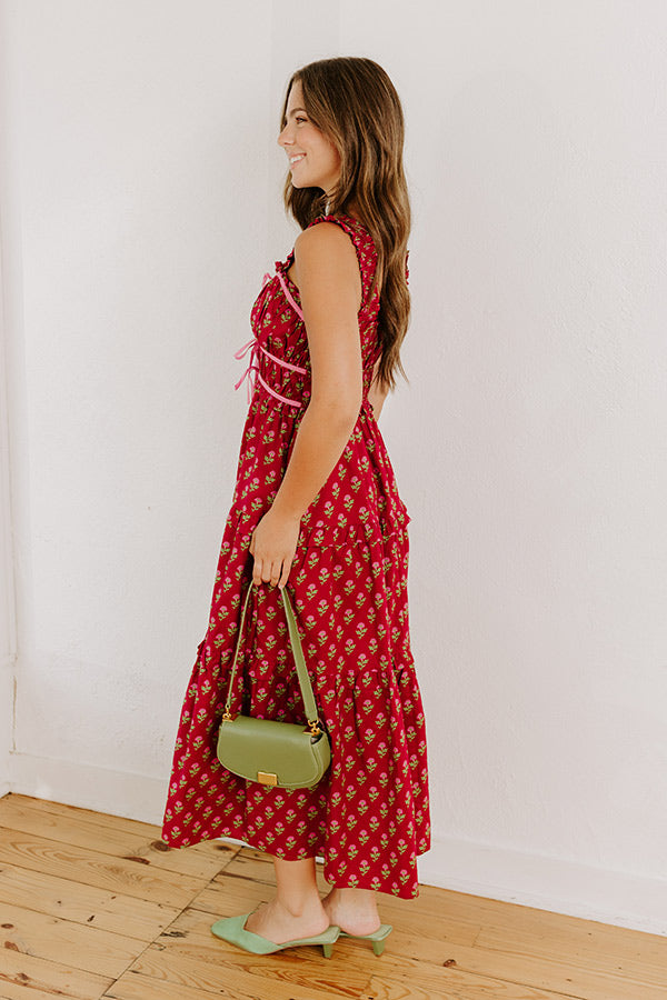 Apple Orchard Stroll Floral Midi Dress in Wine Image 3