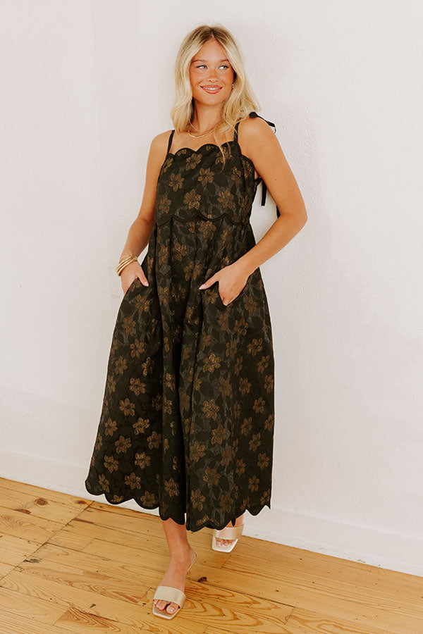 Moonlit Kiss Floral Jacquard Midi Dress Image 3
