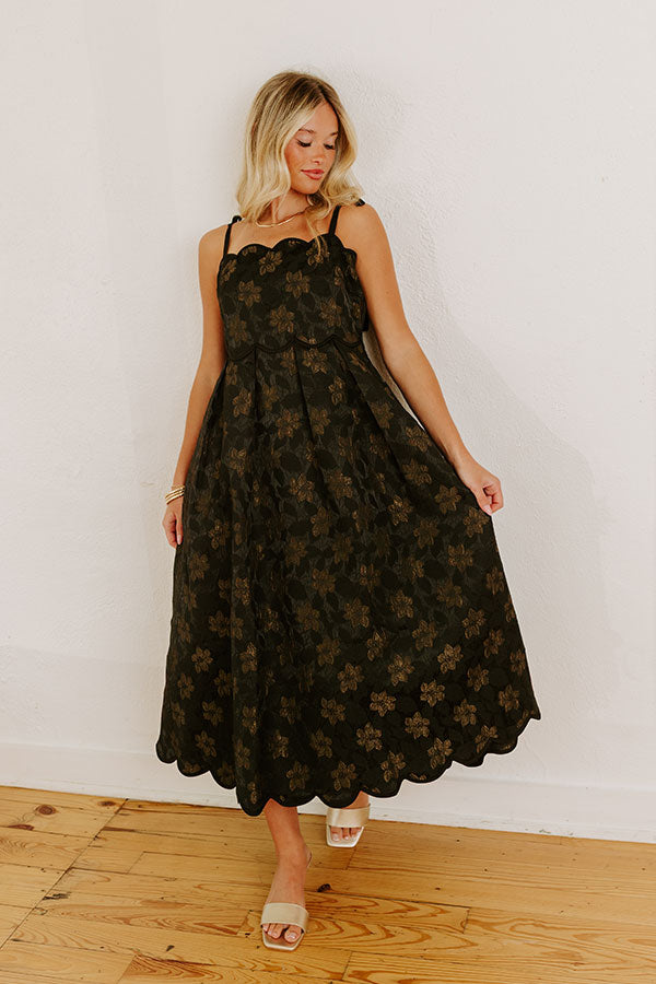 Moonlit Kiss Floral Jacquard Midi Dress Image 1