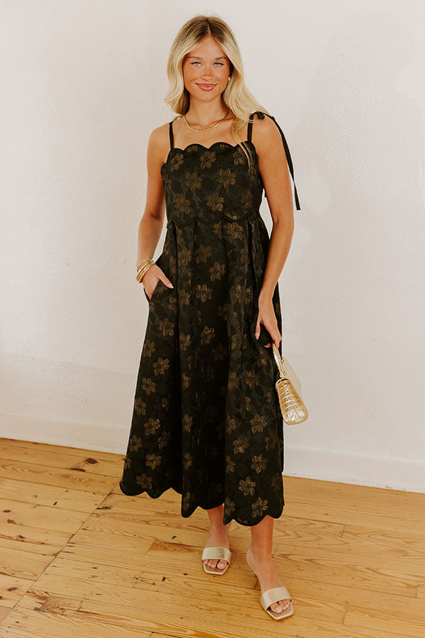 Moonlit Kiss Floral Jacquard Midi Dress Image 5