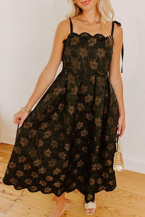 Moonlit Kiss Floral Jacquard Midi Dress Image 4