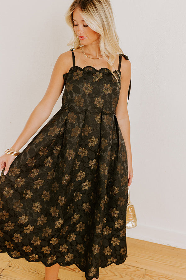 Moonlit Kiss Floral Jacquard Midi Dress Image 2