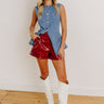 The Cecily High Waist Faux Leather Shorts in Wine Image 1