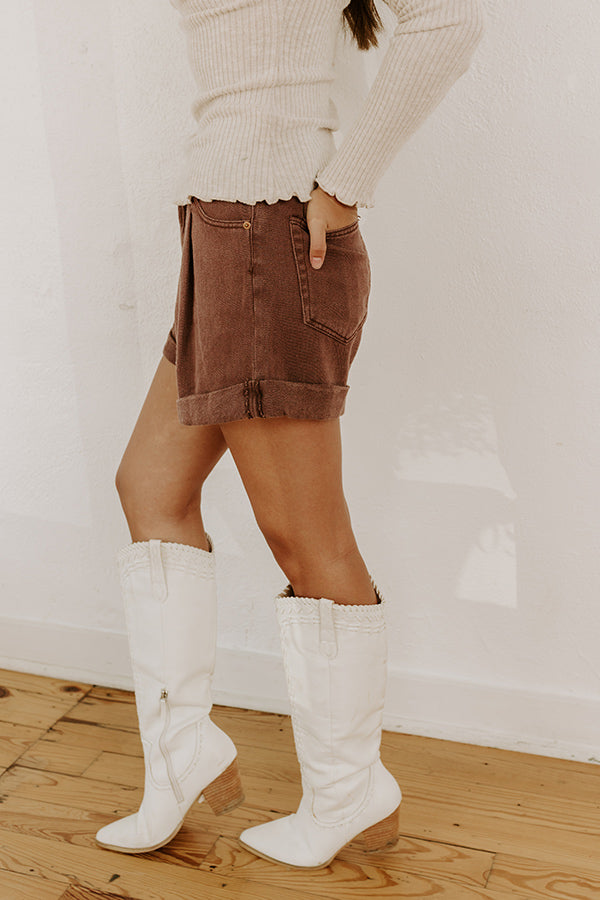 The Milly High Waist Shorts in Hazelnut Image 5
