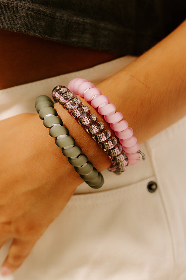 Large Spiral Hair Tie Set in Sage Image 2