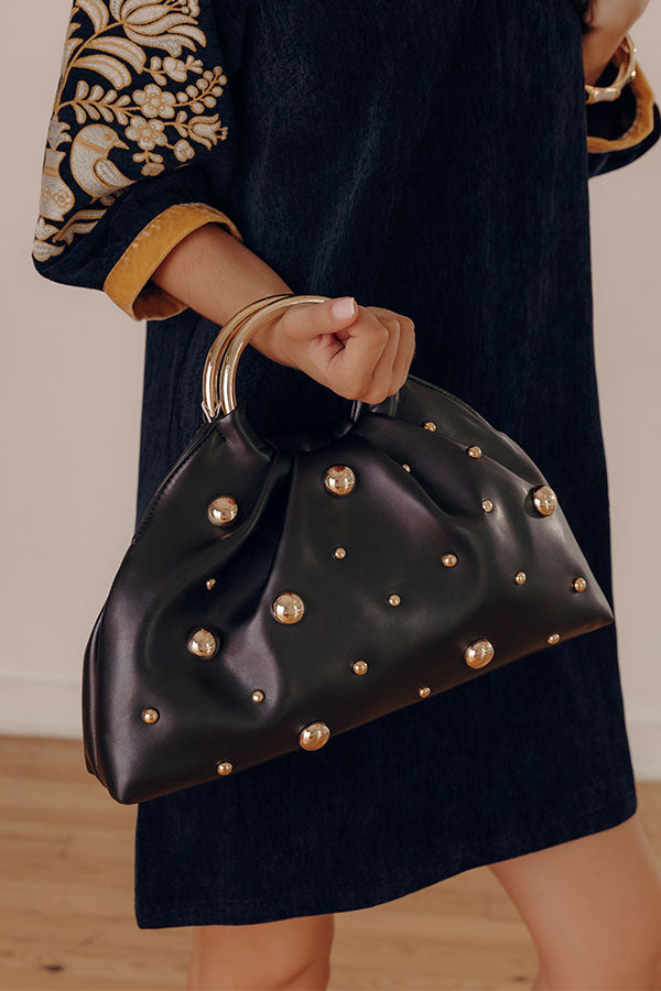 Harper Faux Leather Studded Purse in Black Image - 1