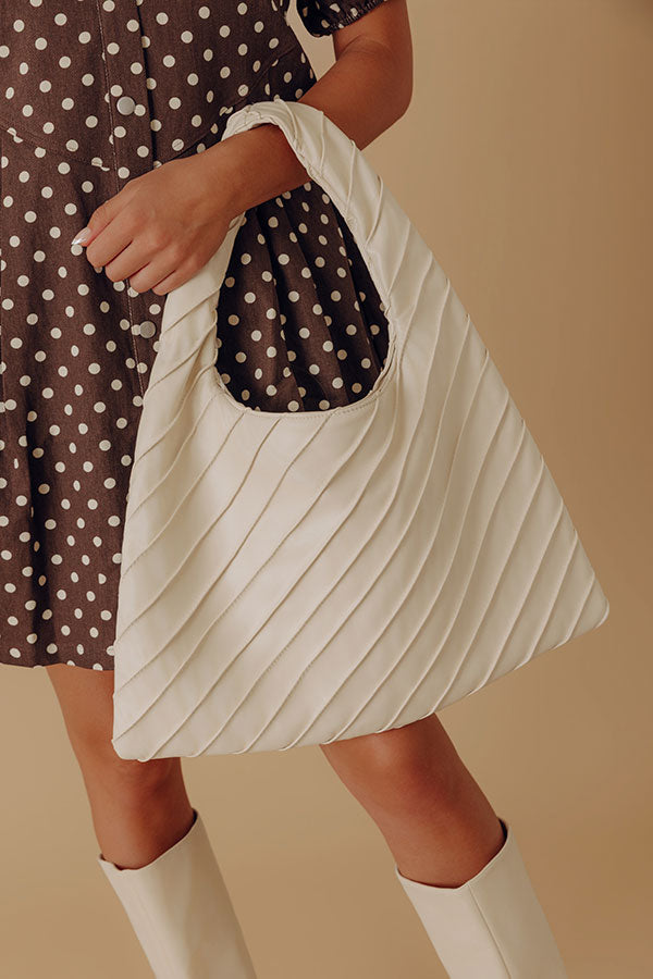Allie Faux Leather Hobo Tote in Cream