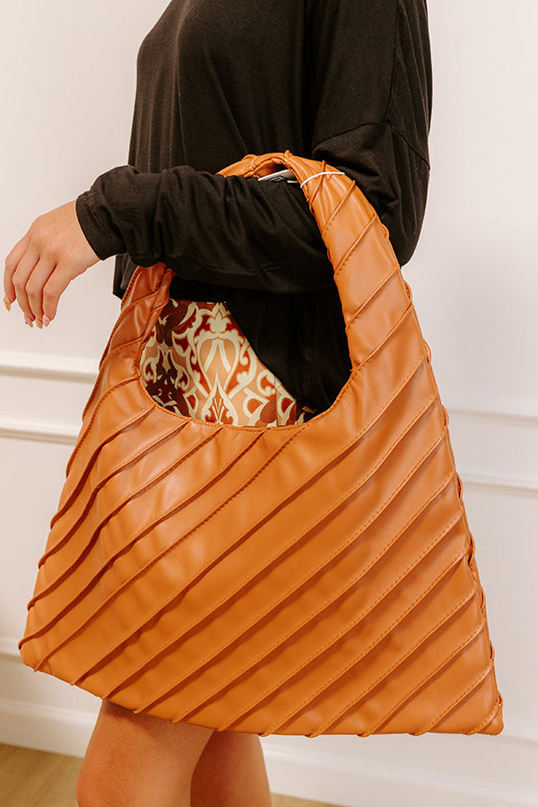 Allie Faux Leather Hobo Tote in Tan Image 1