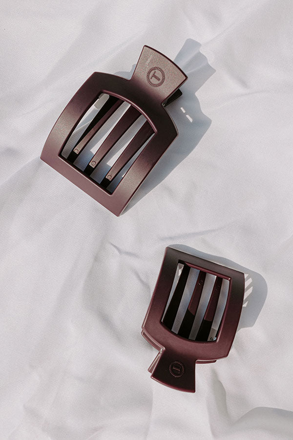 Flat Small Square Hair Claw Clip in Plum Image 2