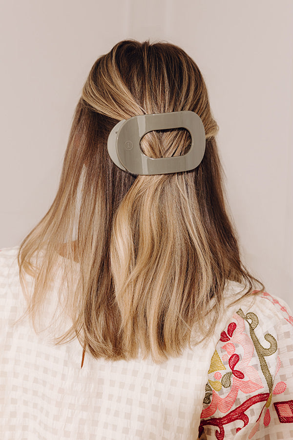Flat Large Round Hair Claw Clip in Sage