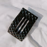 Quilted Medium Rectangle Hair Claw Clip in Black Image 1