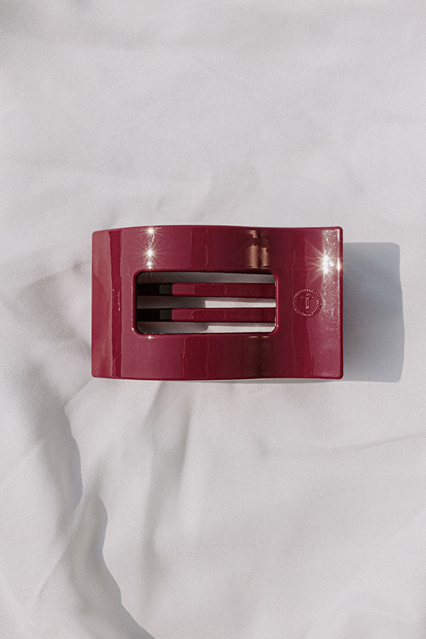 Flat Medium Rectangle Hair Claw Clip in Berry Image 1