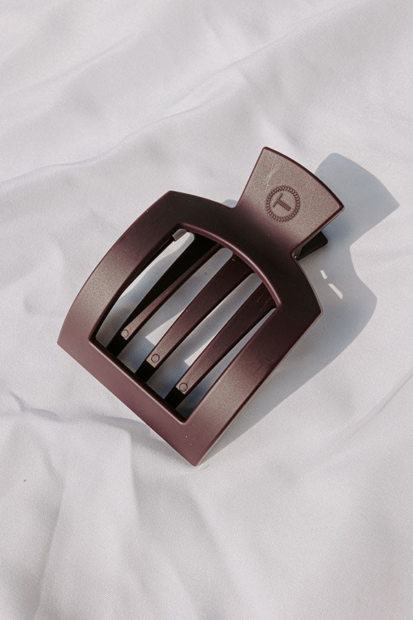 Flat Medium Square Hair Claw Clip in Plum Image 1