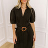 Happy Hour Chic Button Down Mini Dress in Black Image 1