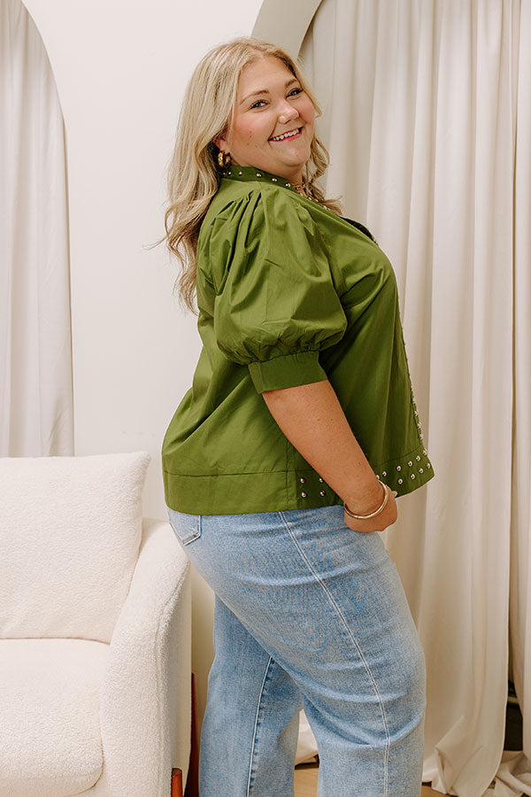 Sweet Statement Shift Top in Olive Curves Image 4