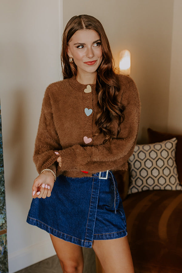 Chocolate Hearts Eyelash Knit Cardigan Image 1
