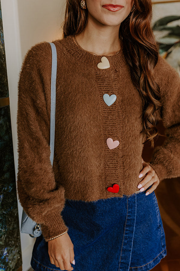 Chocolate Hearts Eyelash Knit Cardigan Image 2