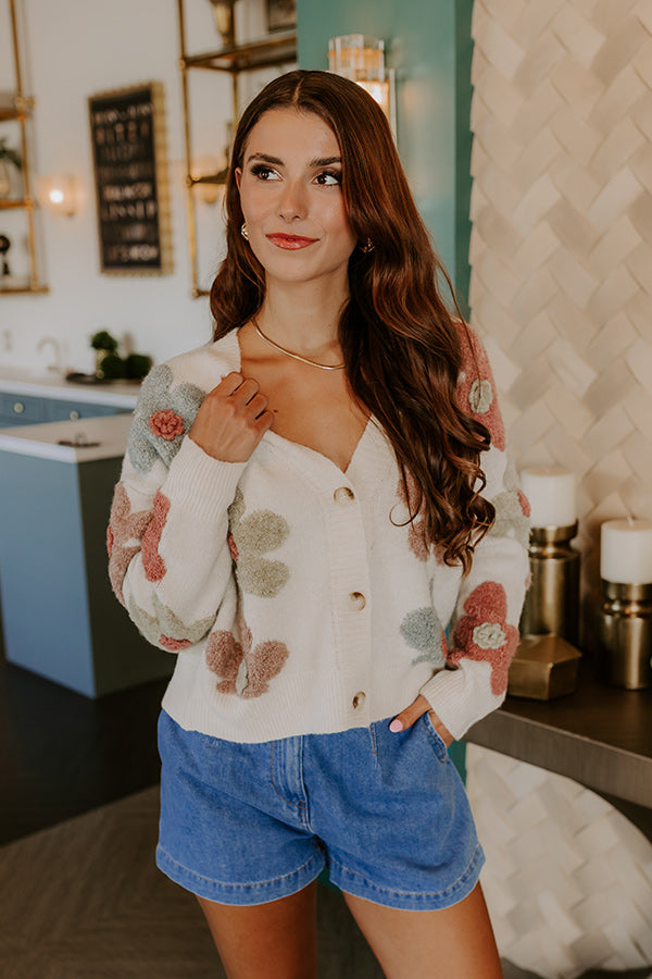 Pop Of Color Floral Knit Cardigan  Image 3