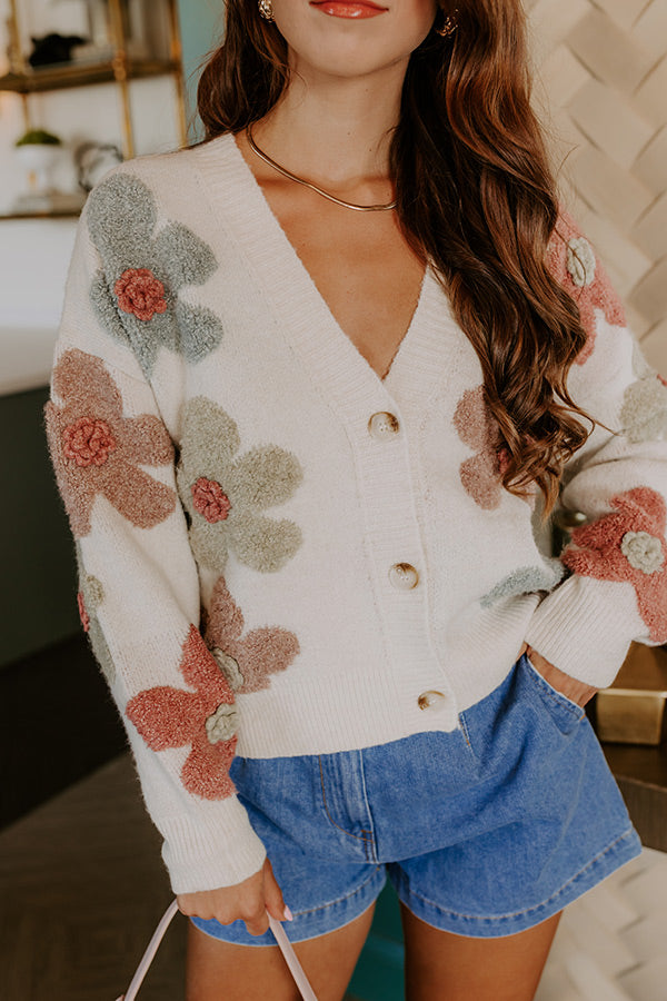 Pop Of Color Floral Knit Cardigan  Image 4