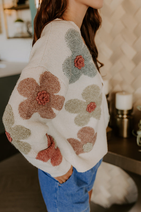 Pop Of Color Floral Knit Cardigan  Image 5