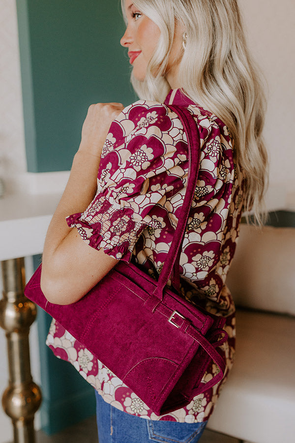 Uptown Charm Faux Suede Purse in Wine Image 5