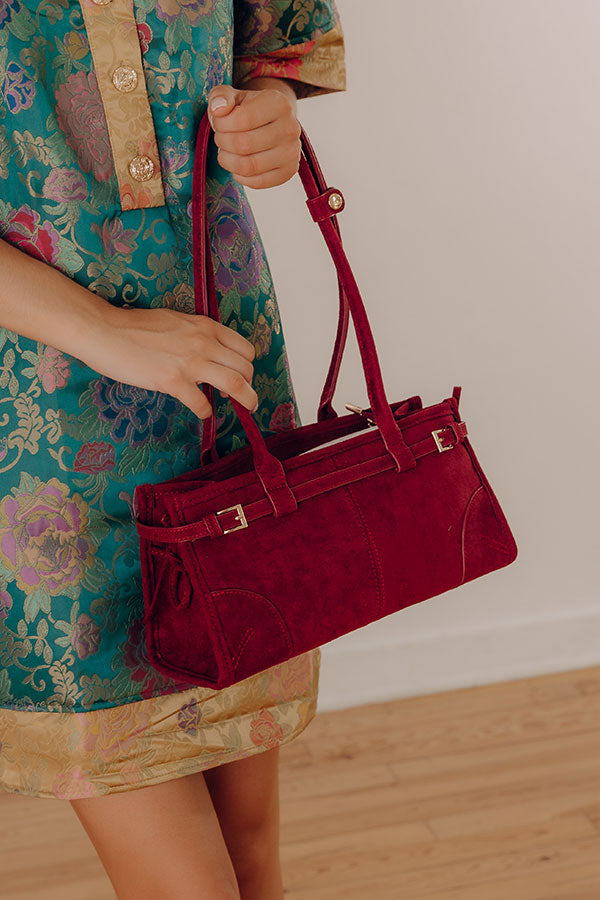Uptown Charm Faux Suede Purse in Wine Image - 1