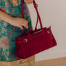 Uptown Charm Faux Suede Purse in Wine Image - 1