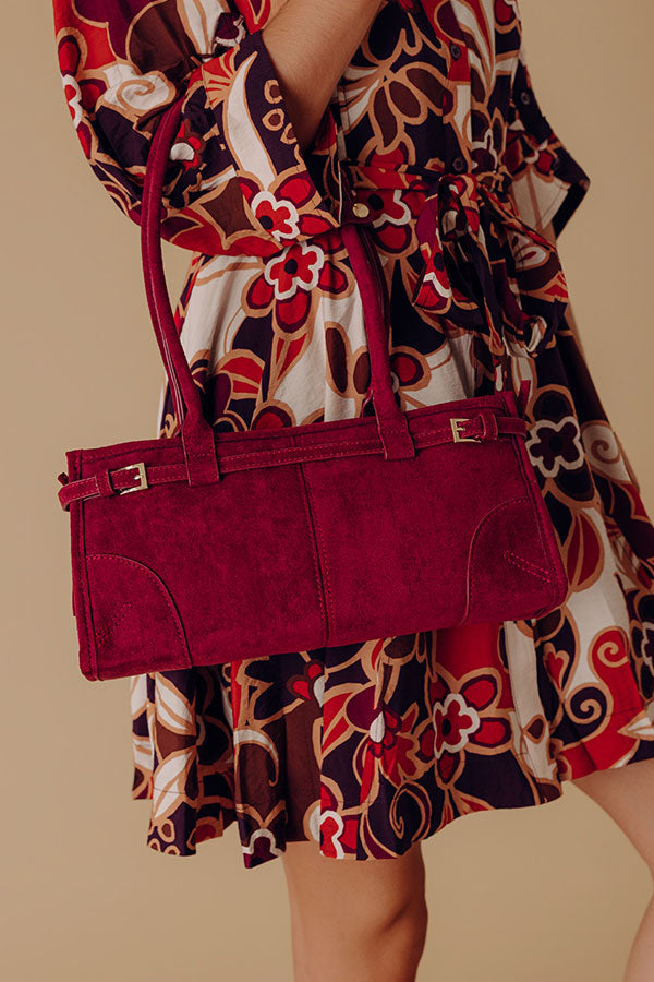 Uptown Charm Faux Suede Purse in Wine Image - 1