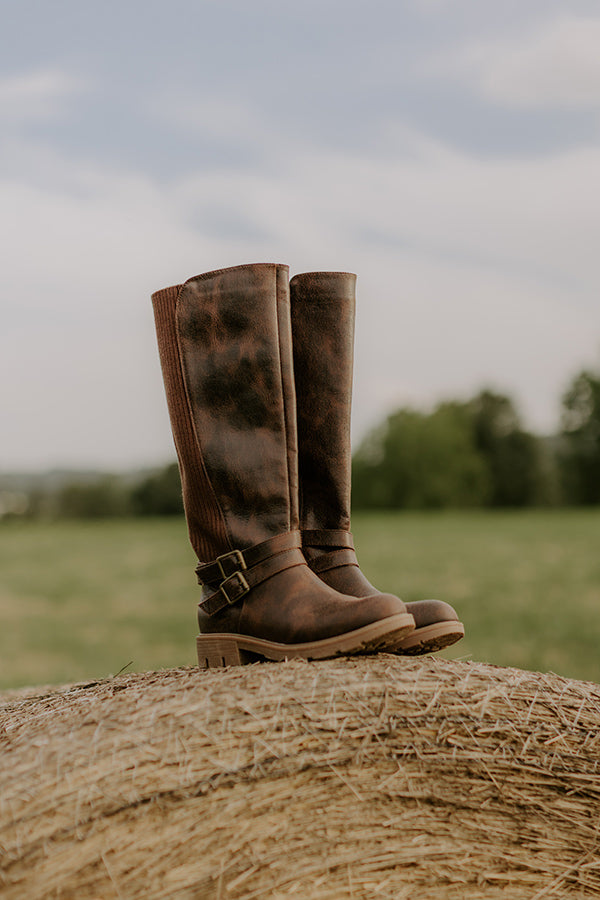 Hay Bale Faux Leather Knee High Boot