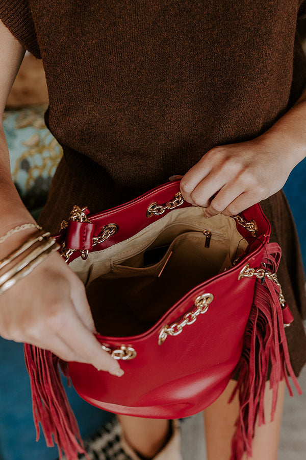 Chic Moment Faux Leather Fringe Purse in Red Image 2