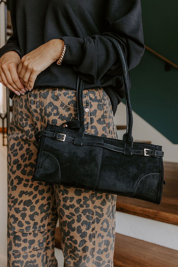 Uptown Charm Faux Suede Purse in Black Image 1