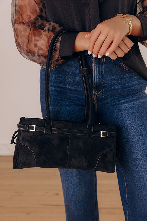 Uptown Charm Faux Suede Purse in Black