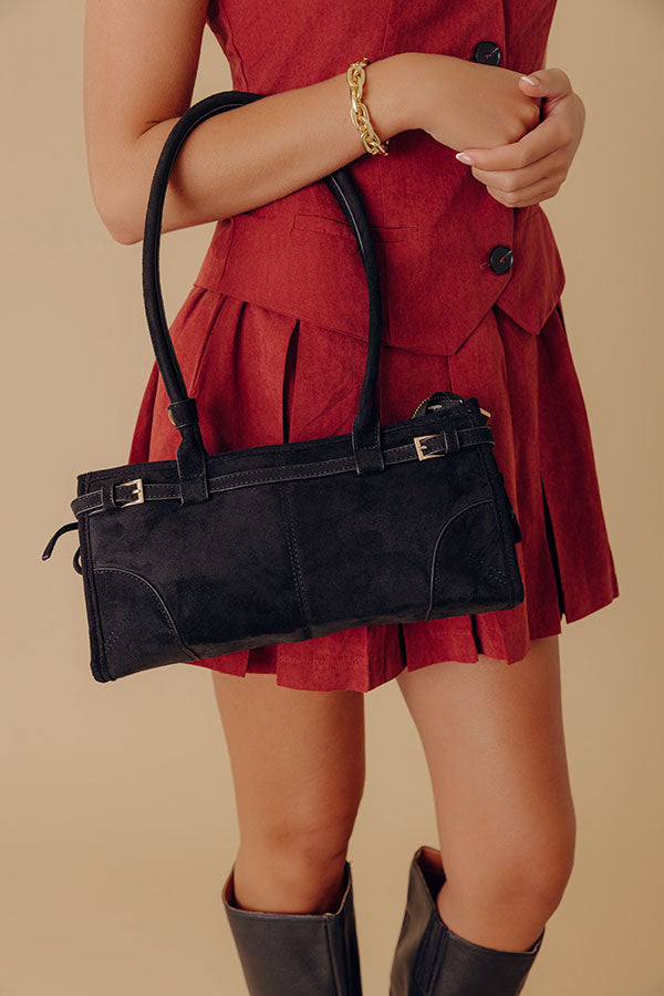 Uptown Charm Faux Suede Purse in Black Image - 1