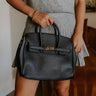 Midtown Charm Faux Leather Purse in Black Image 1
