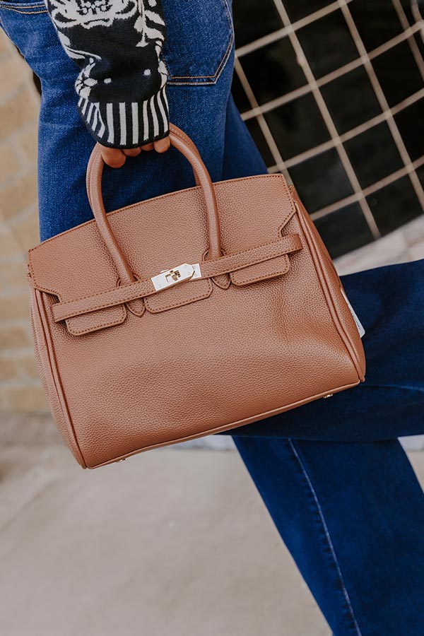 Midtown Charm Faux Leather Purse in Camel