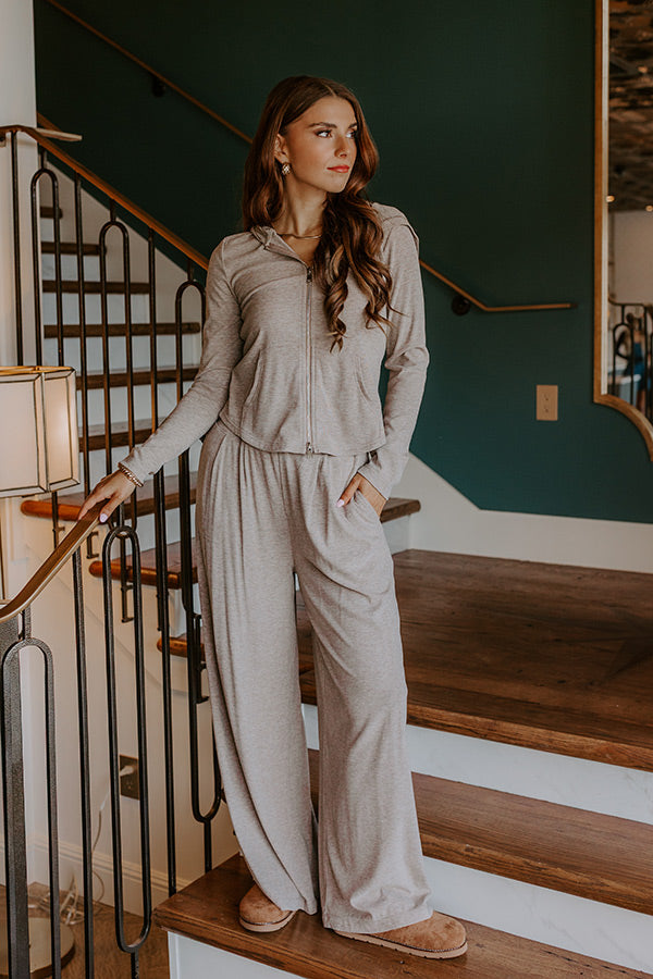 Soft Focus High Waist Wide Leg Pants in Mocha Image 1