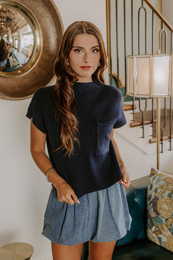 Poetry And Lattes Knit Top in Navy Image 2