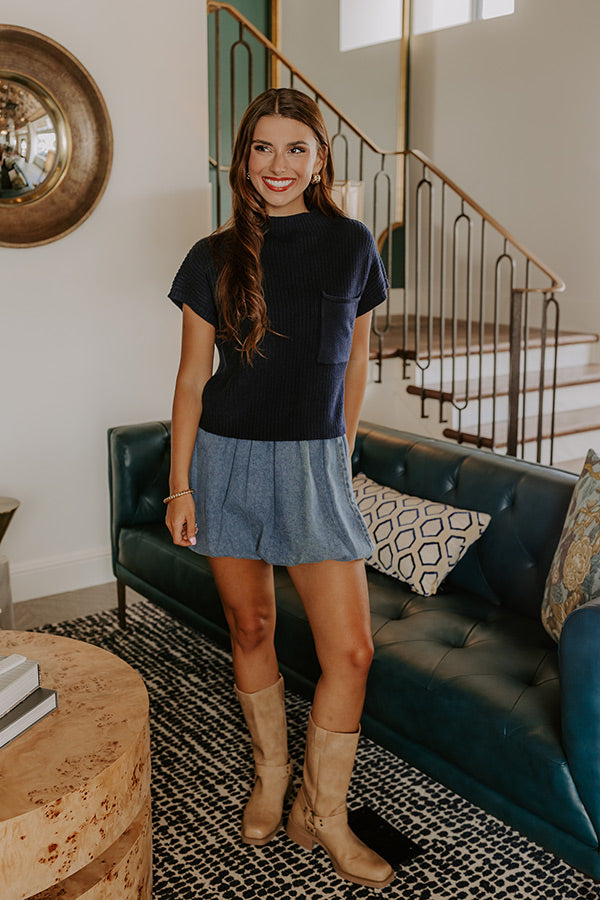 Poetry And Lattes Knit Top in Navy Image 3