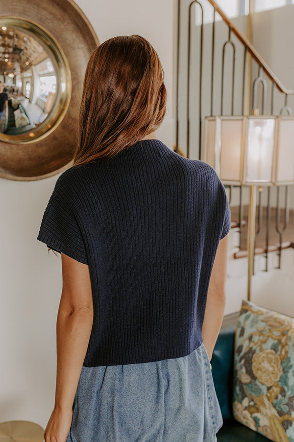 Poetry And Lattes Knit Top in Navy Image 5