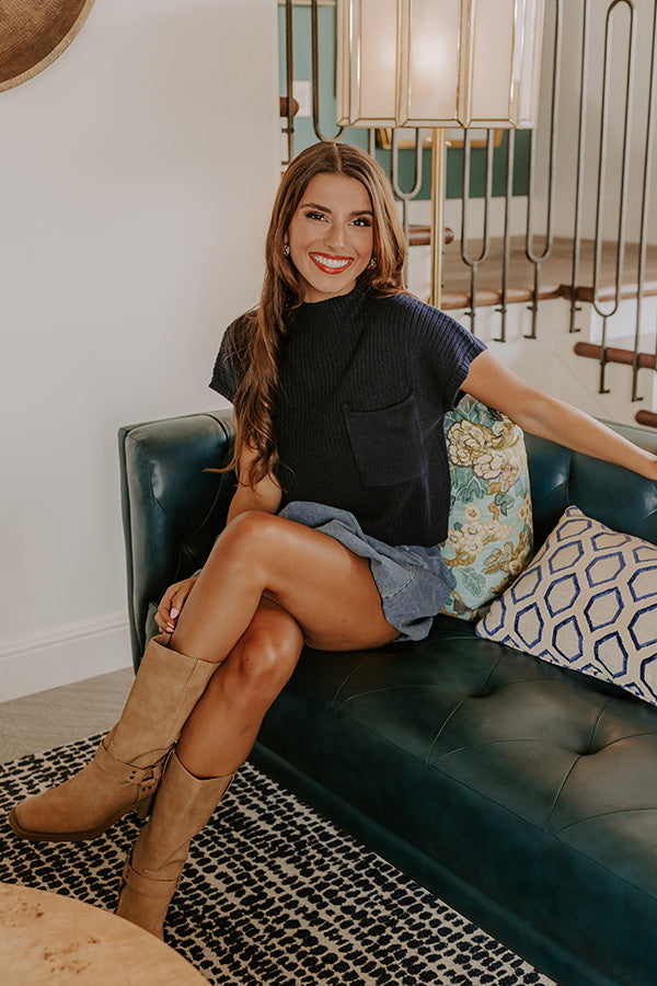 Poetry And Lattes Knit Top in Navy Image 1