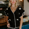 Flowers And Frills Knit Top in Black Image 1