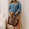 Coffee Shop Hangout Chambray Button Up Curves Image 1