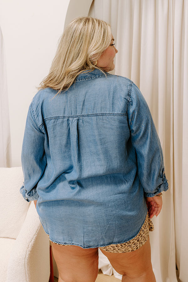 Coffee Shop Hangout Chambray Button Up Curves Image 5