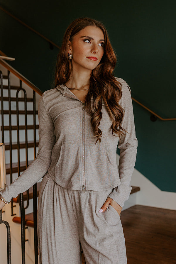 Soft Focus Zip Up Sweater in Mocha Image 3